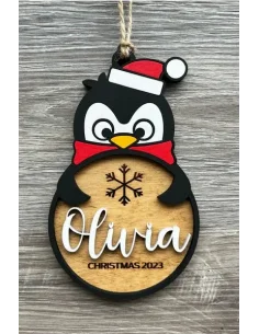 Vardinė kalėdinė eglutės dekoracija Pingviniukas | Personalizuota