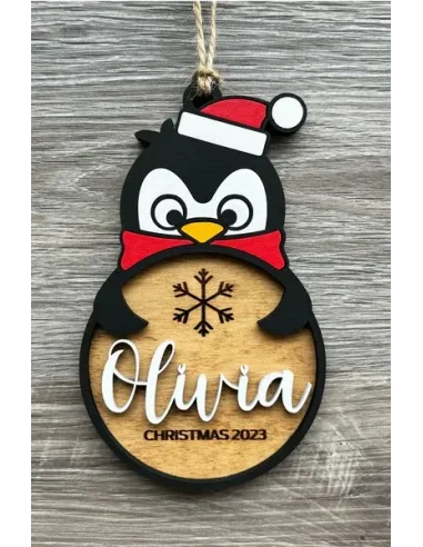 Vardinė kalėdinė eglutės dekoracija Pingviniukas | Personalizuota