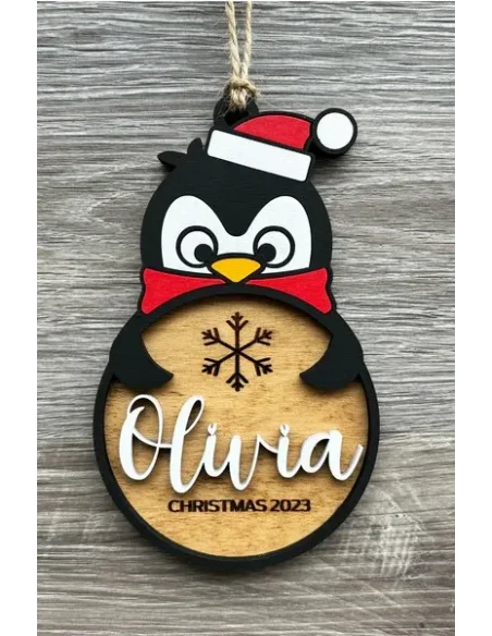 Vardinė kalėdinė eglutės dekoracija Pingviniukas | Personalizuota
